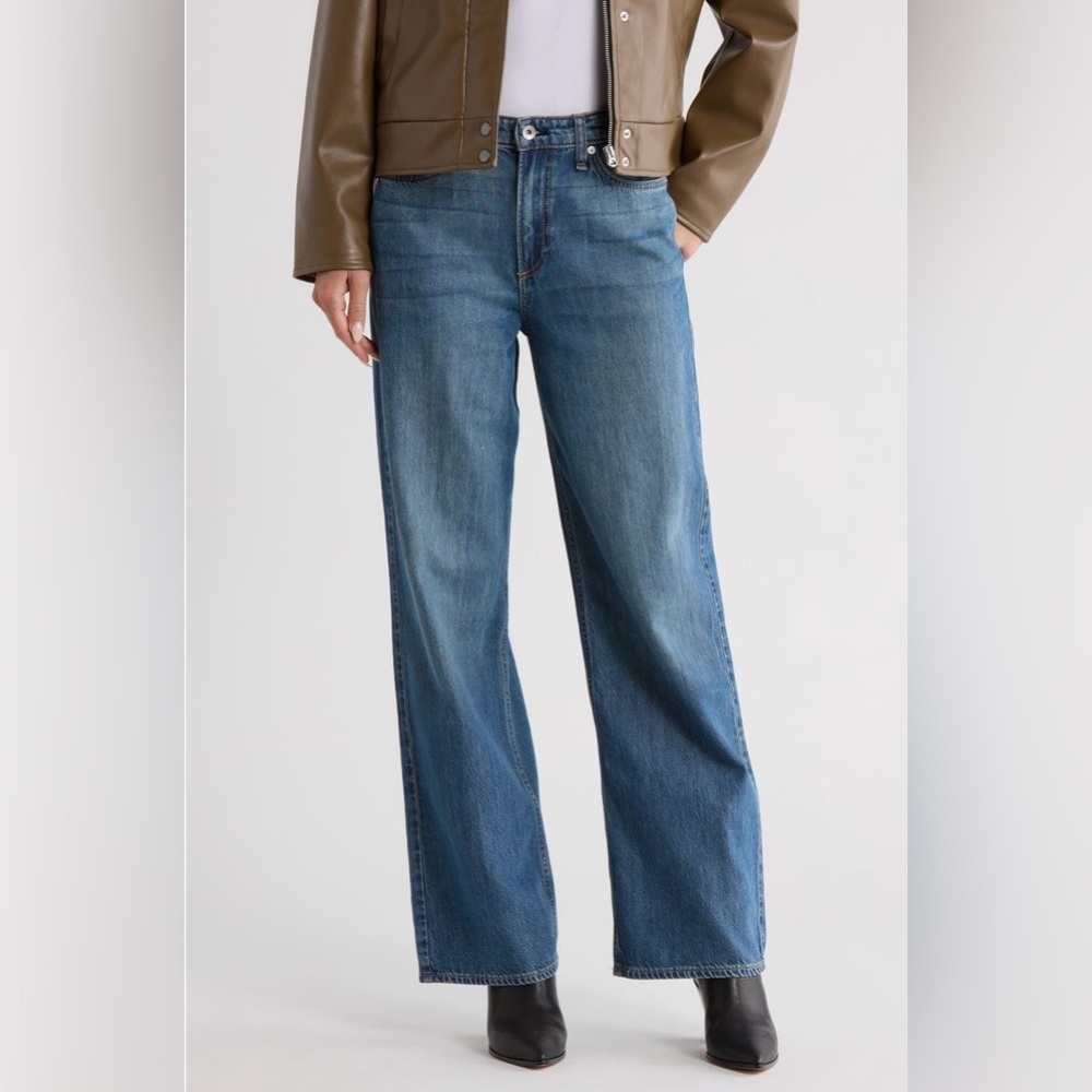 rag & bone Blue Lori Mid- Rise Wide leg Women's Jeans